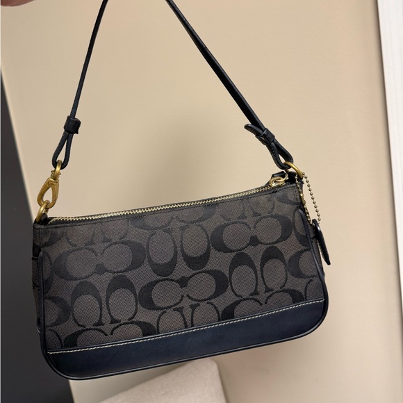 Coach Handbags - Vintage Coach Signature Mini Demi Pouch Hand Bag Canvas Leather 6094